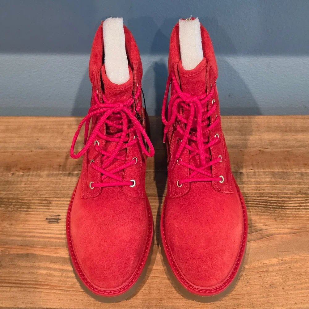 Saint Morta Mens Legion Boot Red Suede Canvas Tactical Combat Zip Size 9 US